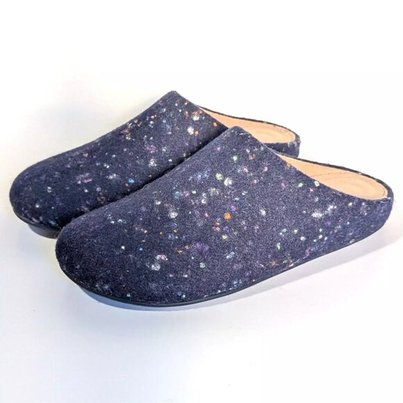 Fitflop Chrissie Felt & Wool Slipper Womens Size 6 Blue Speckled Slipon - Picture 1 of 7